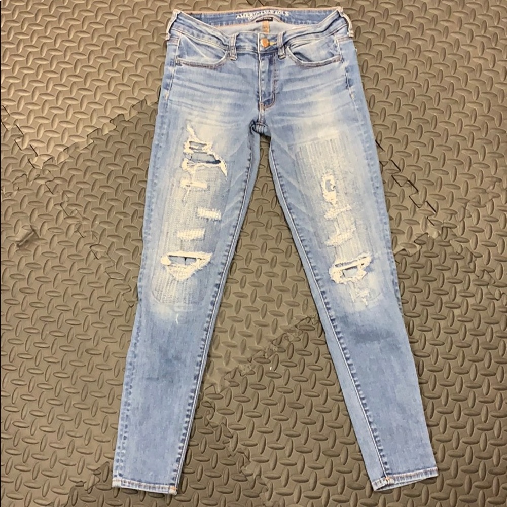 American Eagle Super Stretch Jeggings distressed 6